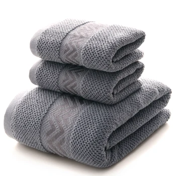 

High Quality 3 Pieces Cotton Terry Cloth Bath Towel Set 1pc Bath Towel + 2pcs Face Washcloth Men Home Shower Towels Bathroom