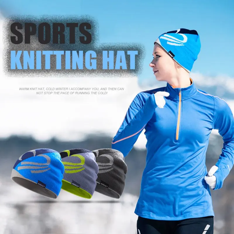 Winter Men Women Warmer Fitness Hat Knit Woolen Cap Outdoor Sport Hat Cold Weather Hiking Hat