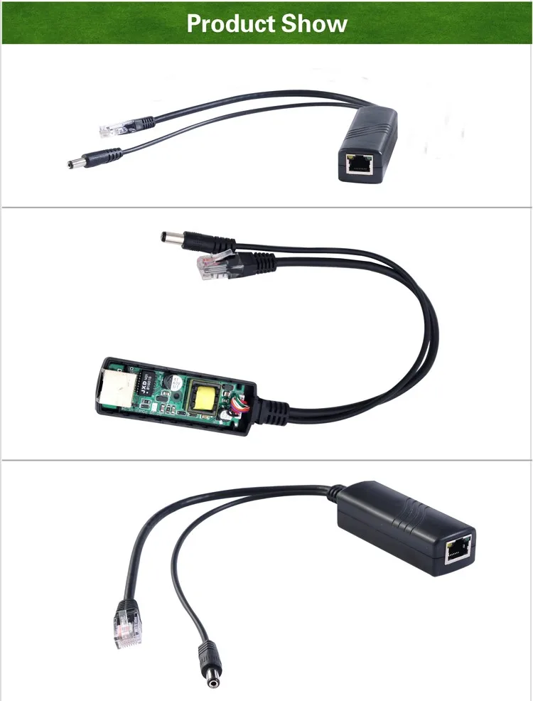 Security application 48V to 12V 1A/2A Active Isolated Standard PoE Splitter IEEE802.3af/at 12v 10/100Mpbs Gigabit poe injector