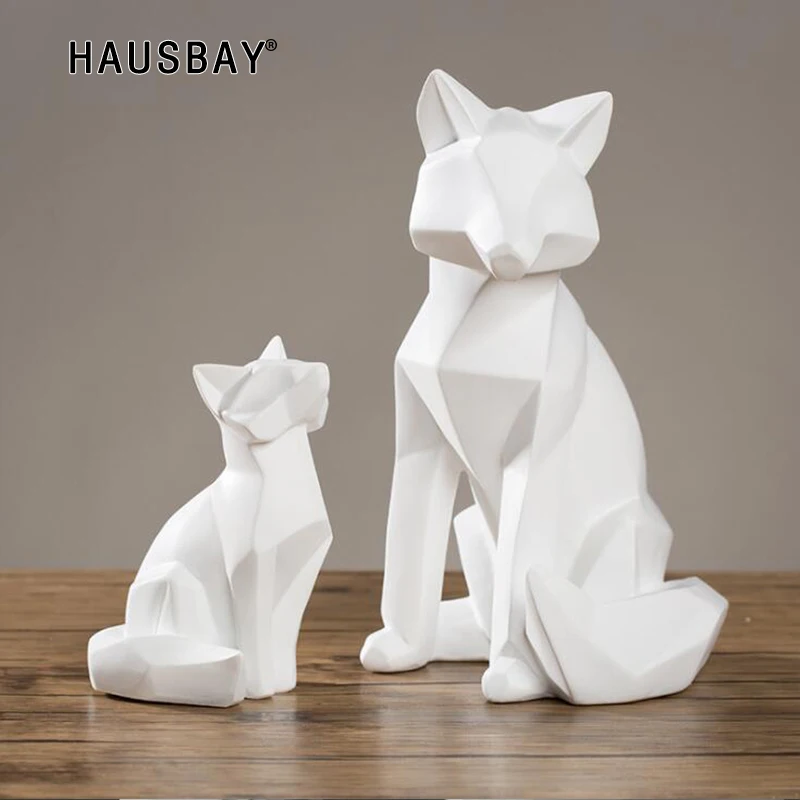 

3D Abstract Fox Crafts Geometric Resin Fox Sculpture Desktop Decoration Orgnament Animal Statue Handwork Animal Modle 05445