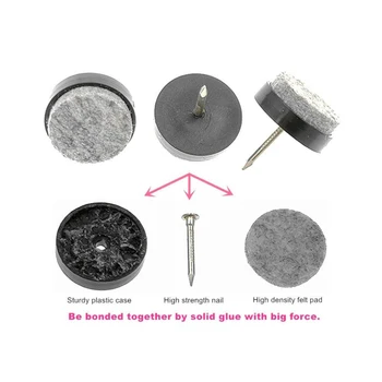 

40pcs Round Heavy Duty Nail-on Slider Glide Floor Protector 24mm Furniture Felt Pad Wooden Furniture Chair Tables Leg Feet