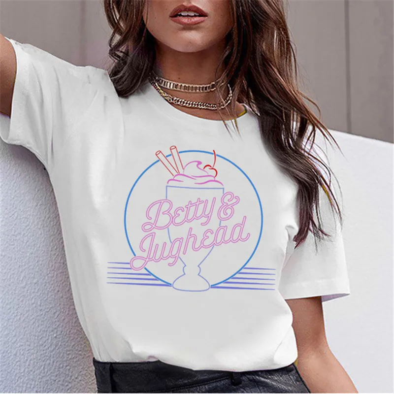 LUSLOS/женская футболка с надписью Graghic riversale, летние футболки с принтом змеи, Pop's CHOCK'LIT SHOPPE, женская футболка, топы с коротким рукавом