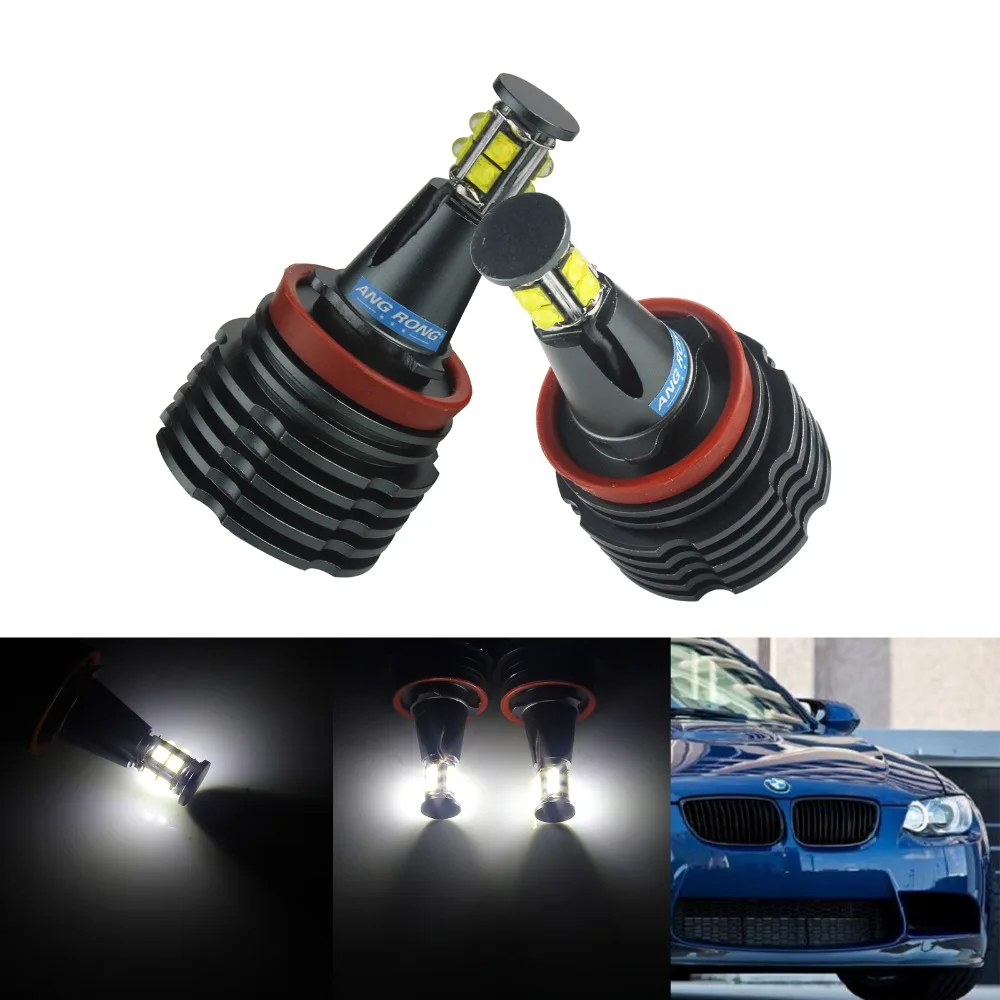 ANGRONG 2x белые светодиодсветодиодный габаритные лампы Angel Eyes 80 Вт H8 лампа для фар BMW