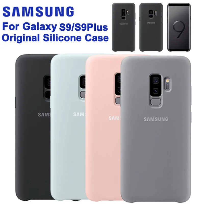 

SAMSUNG Original Silicone Case Mobile Phone Cover for Samsung GALAXY S9 G9600 S9 + S9Plus G9650 Soft Back Case Shockproof Cover