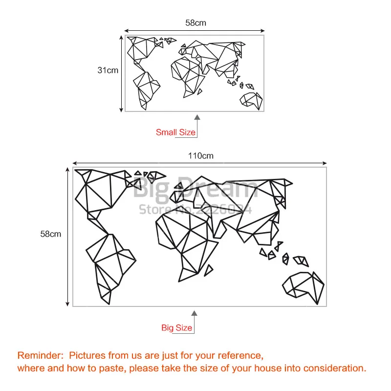 Оригами карта мира наклейки на стену домашний декор виниловая наклейка на стену креативный узор Съемная Фреска для гостиной