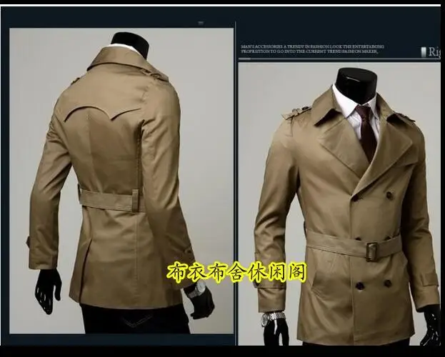 Black khaki plus size S - 9XL spring autumn mens trench coat men new business casual gentleman double-breasted long jacket men