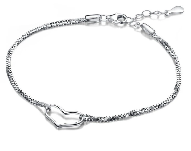 

Silver Heart Bracelet 100% Guaranteed Real 925 Sterling Silver Bracelet with CZ