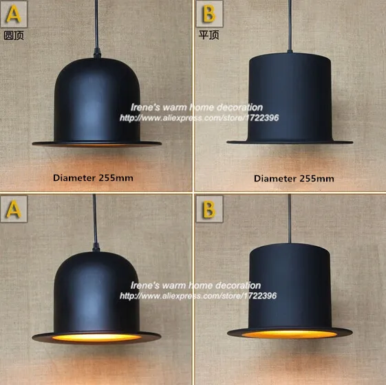 

40W Retro Loft Style black formal hat Pendant Light Design For Living room Dining room pendant light ,E27*1 Bulb Included