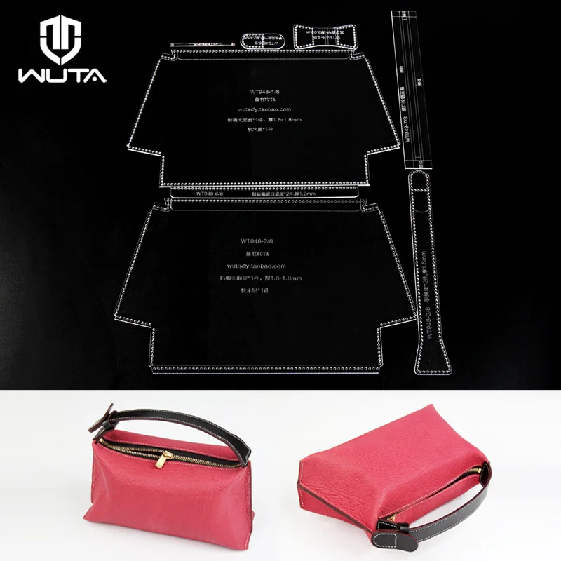 

WUTA 948 Women Cosmetic Bag Acrylic Template Mini Lady Handbag Clear Perspex Acrylic Plexiglass Pattern DIY Leather Craft Tools