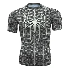 2017 Summer Hi-Q Quick-dry Fitness Men’s T-shirt Short Sleeve Men Tees Comic Black Spider man 3 Superman Batman Cosplay Prints