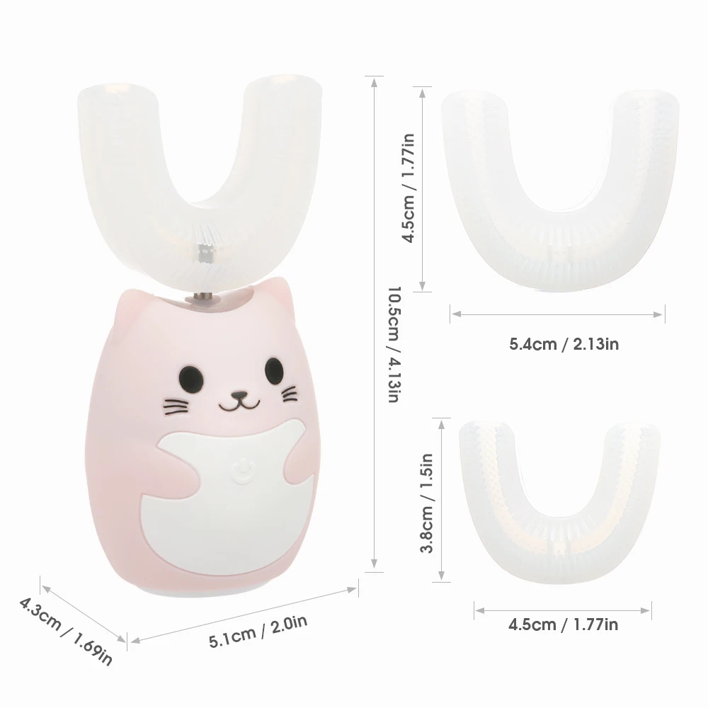 Детская силиконовая Мягкая щетина для малышей Уход за полостью рта электрическая зубная щетка u-образная умная звуковая подзаряжаемая зубная щетка с чашкой
