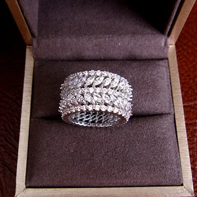 

Fashion AAA cubic zirconia fully- jewelled round and marquise stones ring full finger ring,R0349