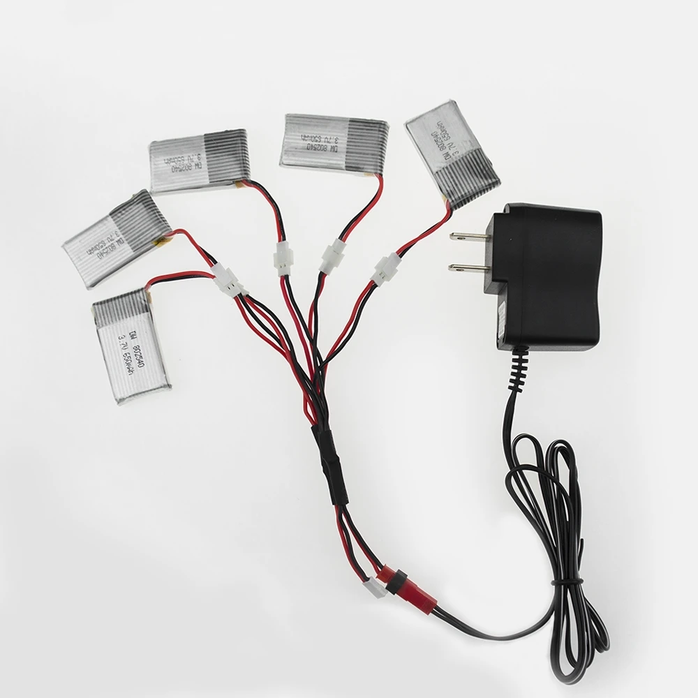 

5pcs Upgrade High Power 650mAh Lipo Battery 3.7V and charger plug for SYMA X5C X5C-1 X5 JJRC H5C RC Quadcopter Parts 802540