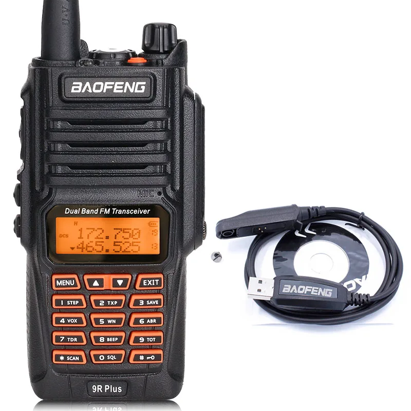 BaoFeng UV-9R Plus Водонепроницаемая портативная рация 8 Вт UHF VHF Двухдиапазонный IP67 HF трансивер UV 9R Ham портативное радио - Цвет: add usb cable