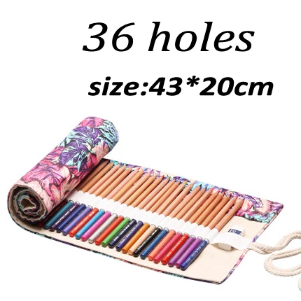 12/24/36/48/72/108 Roll School Pencil Case Canvas Pencil Case Makeup Brush Pen Pouch Wrap Roll Painting Stationery - Цвет: Белый