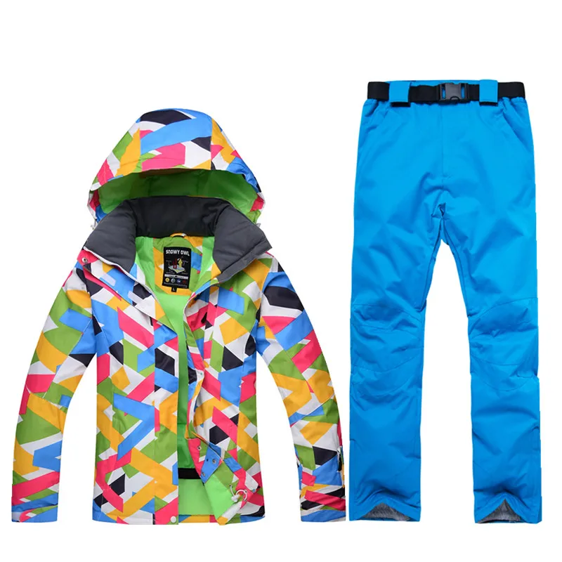 30 лыжный костюм женский ветрозащитный водонепроницаемый 10000 зимняя высококачественная разноцветная лыжная куртка+ лыжные штаны теплая и носимая