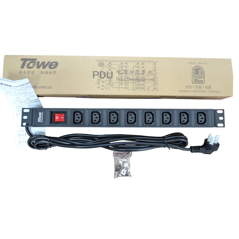 Дистрибьютор для шкафа 19 дюймов 8 способов 10 А|8 way socket|c13 c14c13 connector |