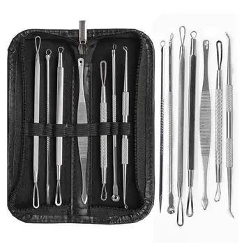 

Blackhead Remover Kit 7pcs Stainless Steel Pimple Acne Comedone Blemish Whitehead Blackhead Extractor Tools With Leather Case
