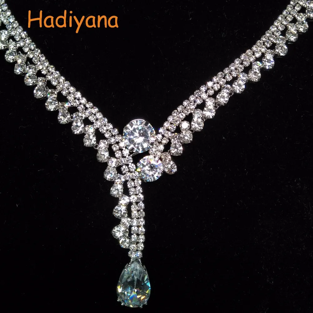 HADIYANA, классические сверкающие кристаллы, ювелирное изделие, опт, свадебные украшения, аксессуары для невесты, ювелирный набор, золото, BN5746