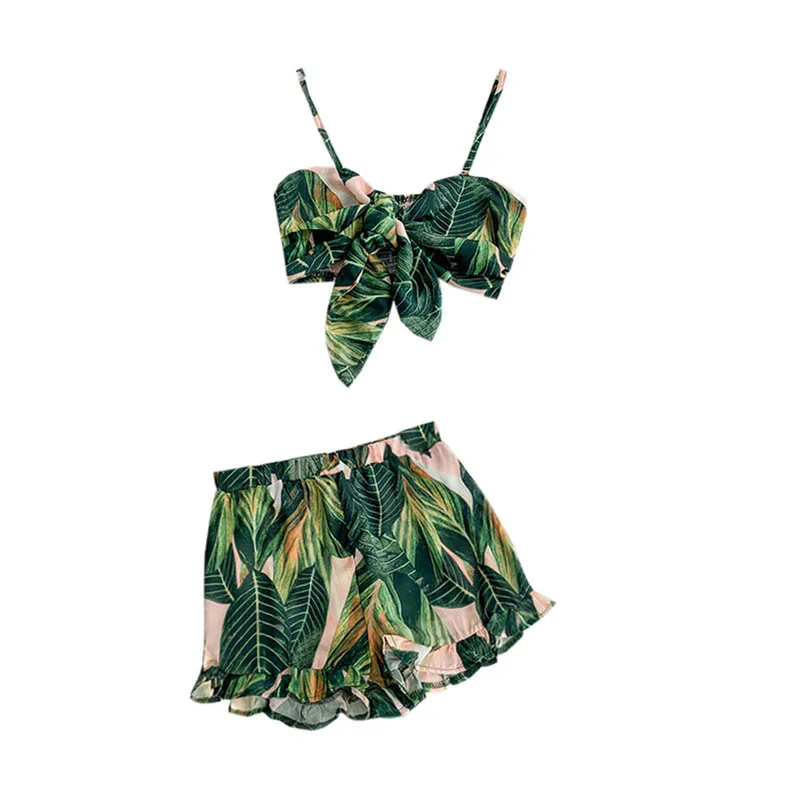 

NiceMix 2019 Summer New Women Sets Holiday Style Sexy Fashion Suit Tie Backless Short Tops and Casual Shorts Two-piece Sets