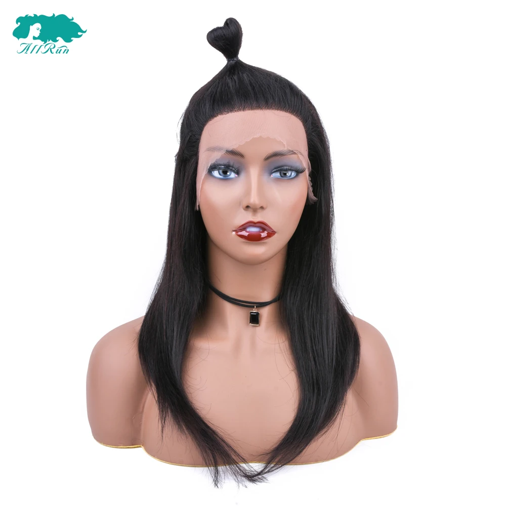 Allrun перуанские волосы плетение кружева передние парики 0317-18 дюймов голова шов прямые Кружева передние парики натуральные волосы средняя