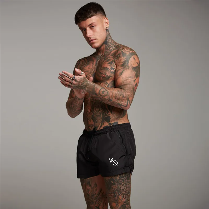 Gold Men's Fashion Sportswear 2018 Summer Men's Casual Beach Quick-drying Shorts Gyms Men's Fitness Shorts Jogger Shorts