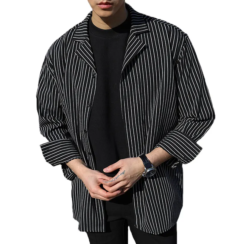 black and white line shirt mens