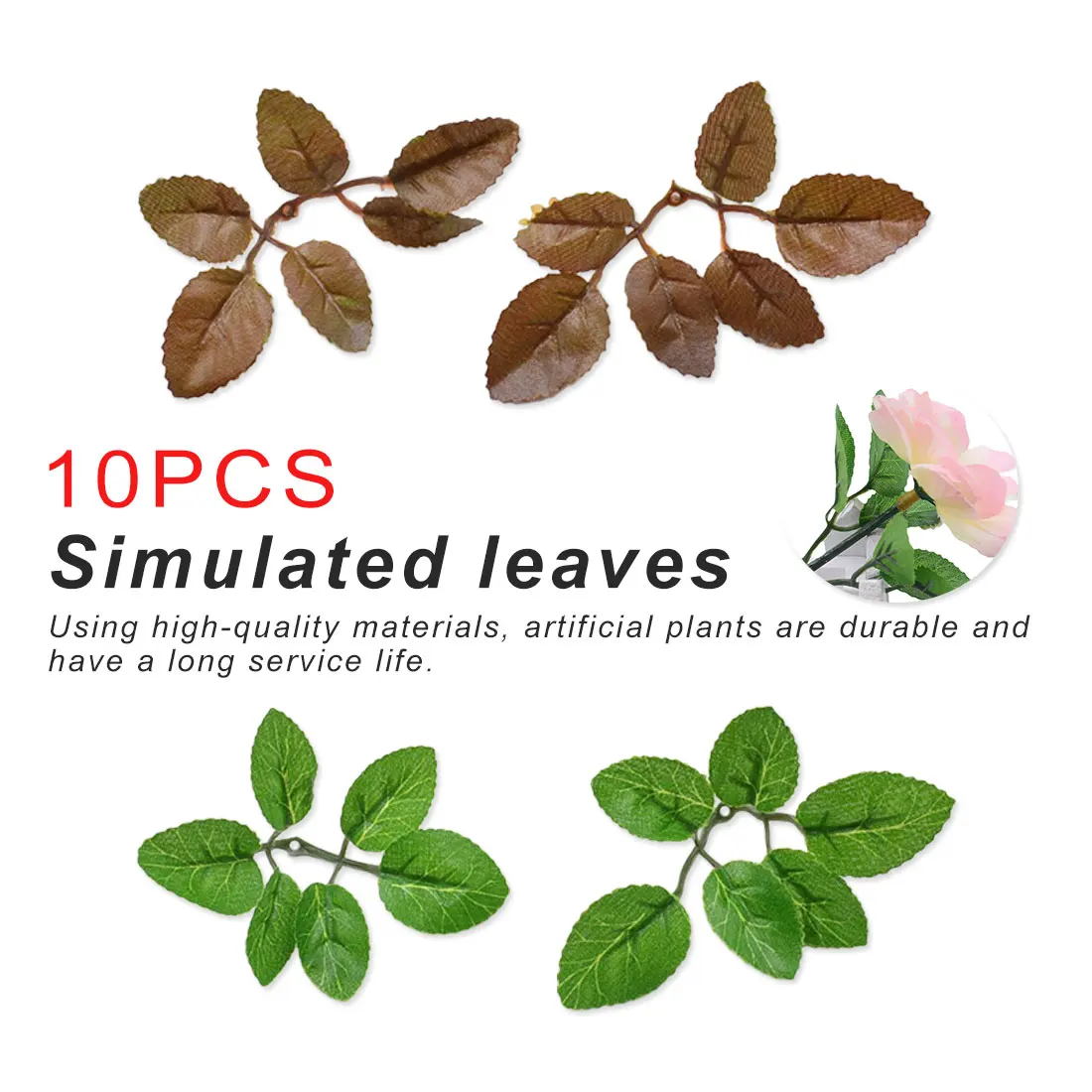 

Green Artificial Leaves 10pcs Wedding Home Decoration Rose Leaves DIY Cut and Paste Craft False Flowers Artificial