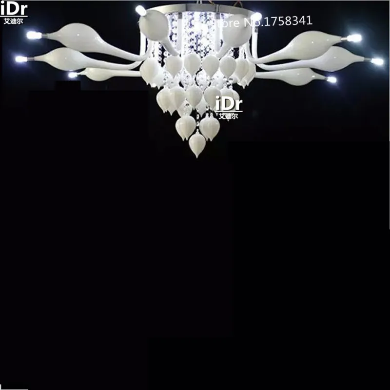 Diameter 1100mm living room Europe round crystal Chandeliers creative stainless steel round led lamps Swan
