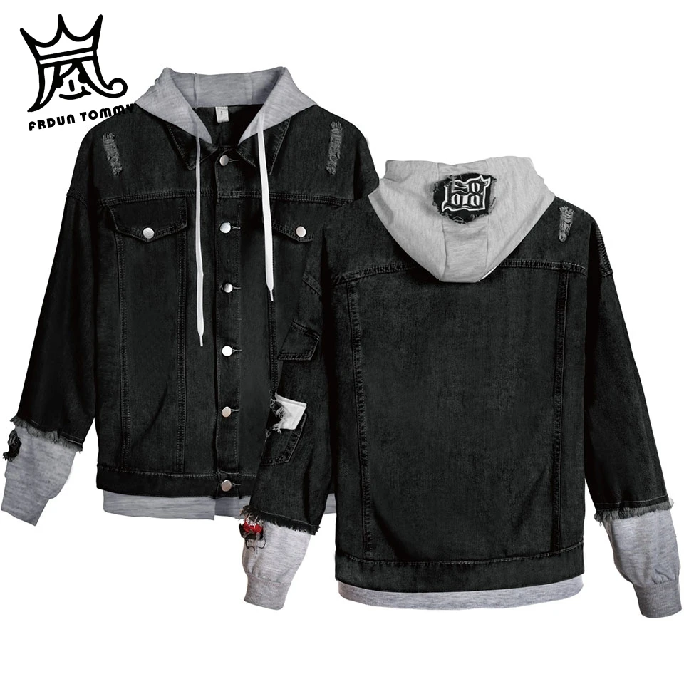 FRDUN, женская джинсовая куртка для девочек, куртка-бомбер, высокое качество, ковбойская джинсовая куртка для девочек, пальто, Chaqueta Hombre, одежда для мальчиков - Цвет: black and gray