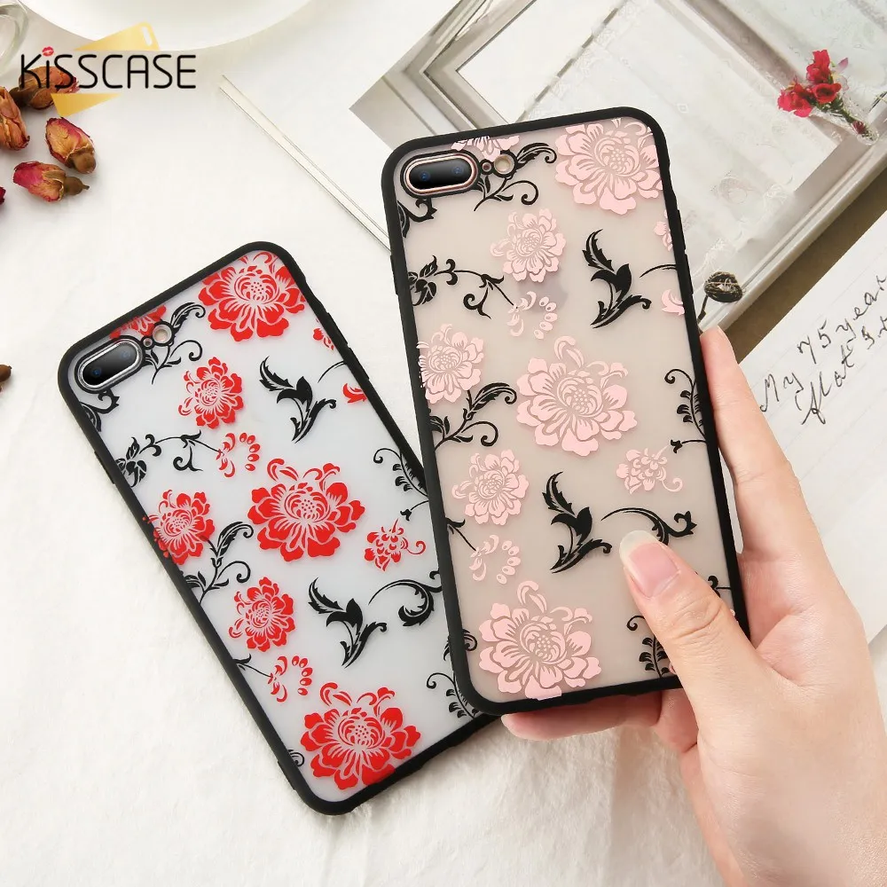 KISSCASE Phone Case For iPhone X 8 7 6s 6 Emboss Red Rose