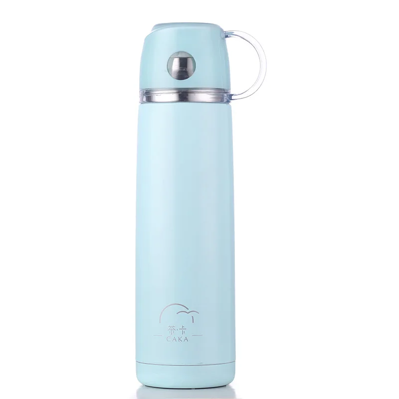 CAKA vacuum flask stainless steel 304 Thermal Cup outdoor school office Drinking Straight Cup Hot Water Bottle - Цвет: baby blue