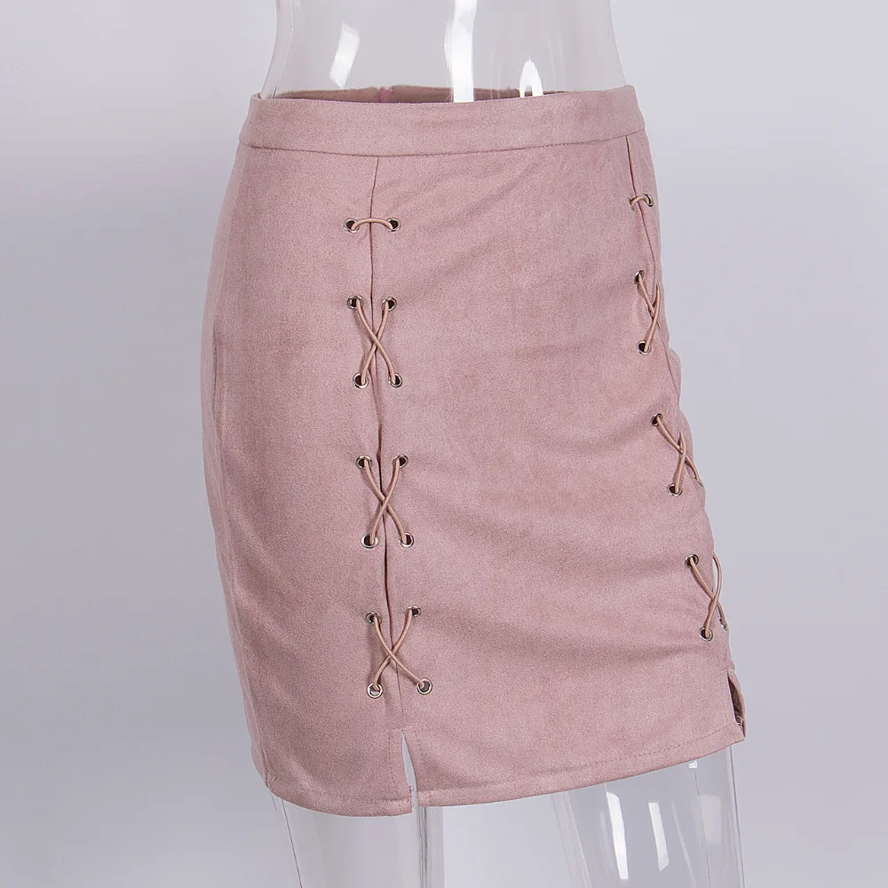 Latest High Quality Leather Women Skirt Pink Classic Vintage All Match
