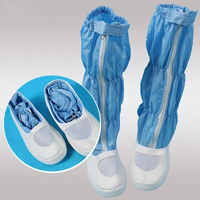 Антистатическая защитная обувь высокие сапоги рабочая обувь без пыли для уборки ПВХ подошва ESD рабочая обувь на плоской подошве высокие защитные сапоги 35-45 - Цвет: Синий