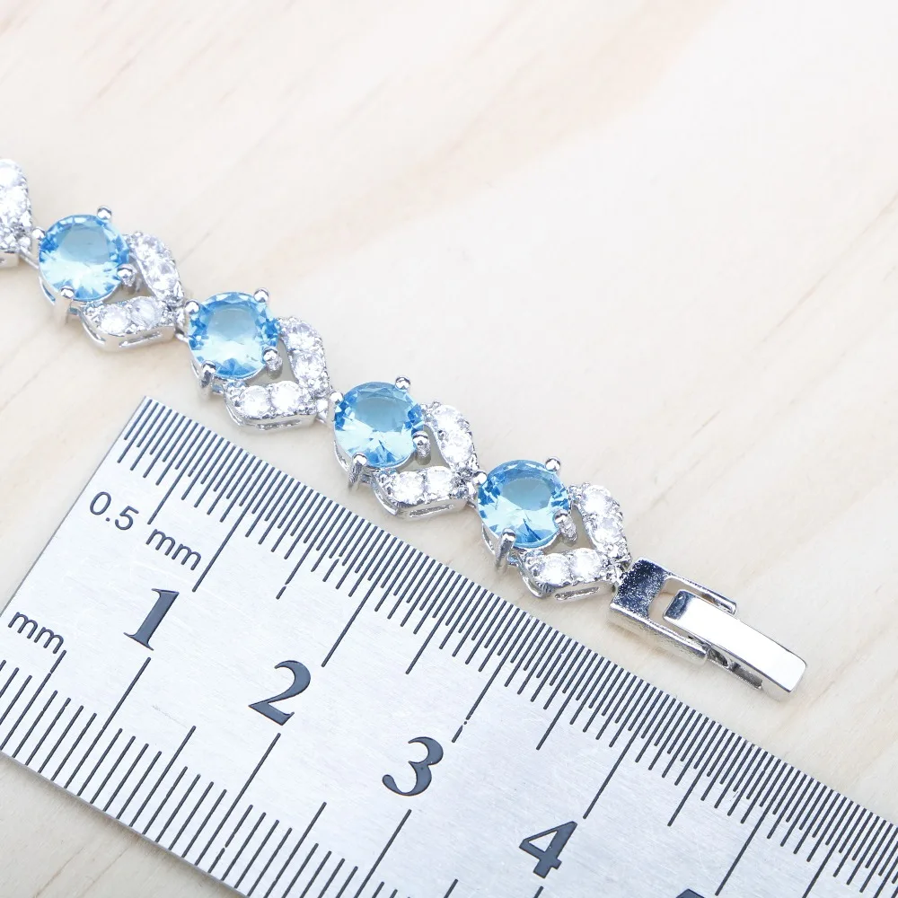 Очаровательный браслет, светильник, голубой кубический циркон, белые камни, серебро 925, ювелирные изделия 18+ 2 см, браслет для женщин, Ювелирная коробка