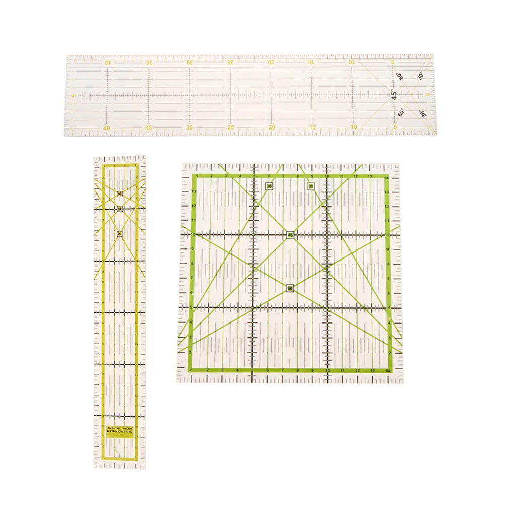 3Pcs Quilting Ruler Transparent Patchwork Ruler, Rotary Cutter Ruler for sewing Handicrafts with exact Measurements and Cuts