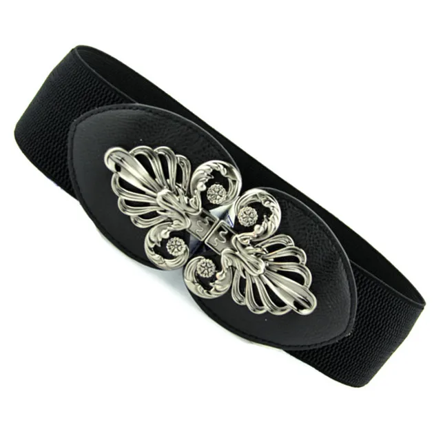 

All-match fashion decoration wide vintage black buckle cummerbund women's elastic waist belt strap waist decoration down coat