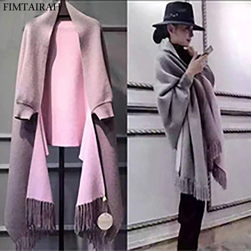 

Sleeve Pashmina Scarf Women Cashmere Wool Warm Winter Shawl Wrap Lady Long Maxi Stole 210*70 cm