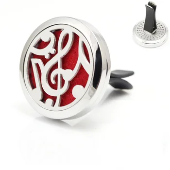 

30mm Stainless Steel Music Note Design Car Aroma Diffuser Pendant Locket Essential Oil Car Diffuser Pendant Locket Vent Clip