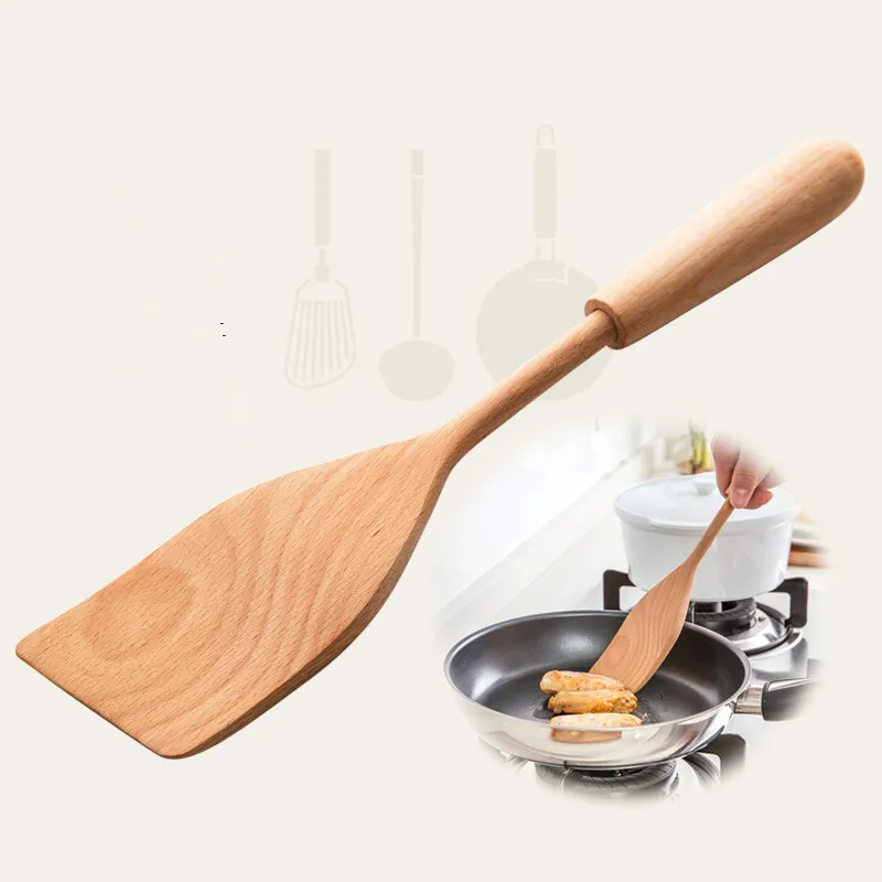 Beech Wooden Special Wooden Shovel Long Hand Kitchen Tools Non Stick