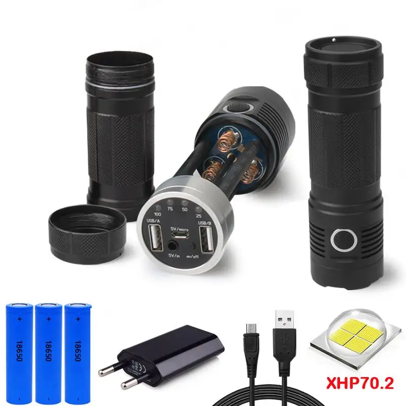 

usb xhp70.2 most powerful flashlight xhp70 long range flashlight 18650 torch charge hand lamp spotlight hunting lampe torche