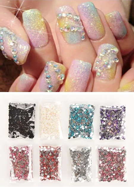 New 1000pcs/bag 4mm Rhinestones 3D Nail Art Decoration Gems Crystal Clear AB Non Hotfix Flatback Nail Rhinestones For Nails