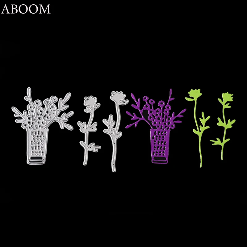 ABOOM 3PCS Romantic Vase Flowers Metal Crafts Paper Die Cutting Dies For Scrapbooking DIY Wedding Halloween Handmade Card Mold | Дом и сад