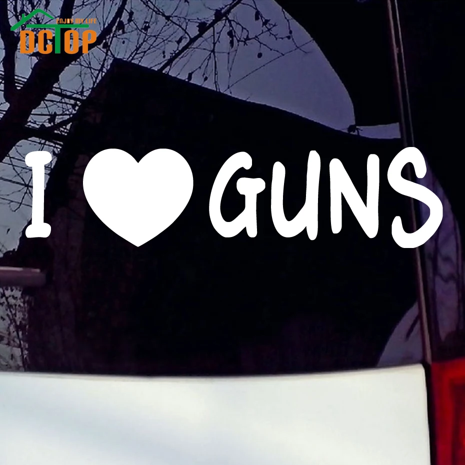 

I Love Guns Sticker Vinyl Decal Creative Car Stickers Removable Laptop Decal Art Design Waterproof Car Styling Home Decor Black