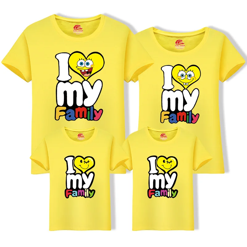 Футболки с надписью I LOVE MY FAMILY для папы матери и дочери размеры XXL 5XL|Сочетающаяся