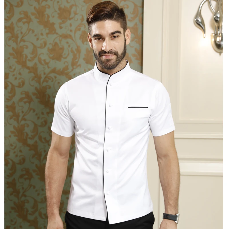 

Summer new style Chef Competition top grade pure cotton white short sleeved chef Costume restaurant cook clothes