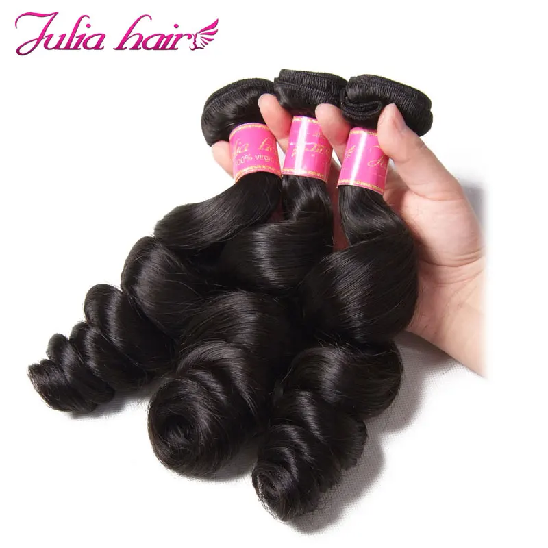 

Ali Julia Hair Brazilian Loose Wave Human Hair Bundles Natural Black Hair Weaves 16 to 26 Inch Remy Hair Extension 1pc 3pcs 4pcs