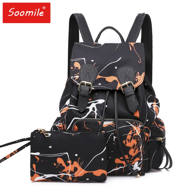 

2pcs/set Fashion Women Backpack Drawstring School Backpack for Teenager Girls Big 2019 New Travel Backpacks