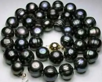 

0387 BEAUTIFUL NATURAL SOUTH SEA BAROQUE BLACK PEARL NECKLACE
