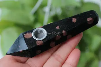 

Top!! Natural Garnet Stone Quartz Crystal Wand Hole Smoking pipe free shipping